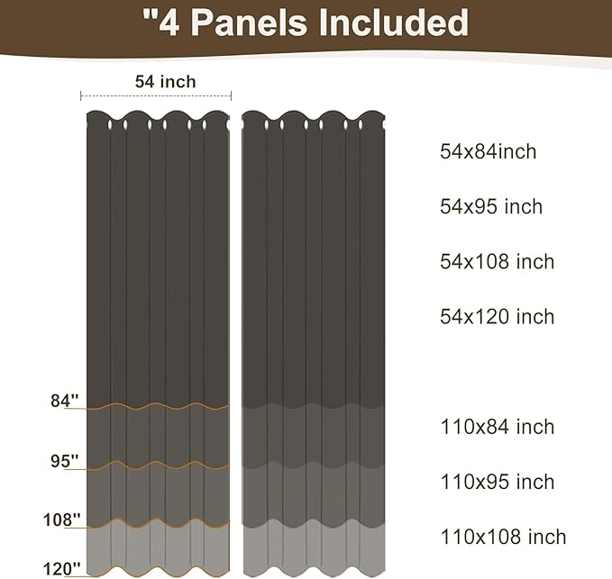 HolidayIdeas Outdoor Curtains for Patio Waterproof 4 Panels-Windproof - Image 9