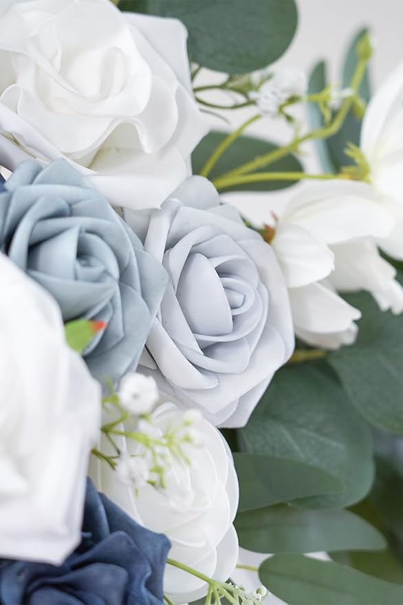 Artificial Flower Swag Kit in Dusty Blue and White with 26 Ft Draping