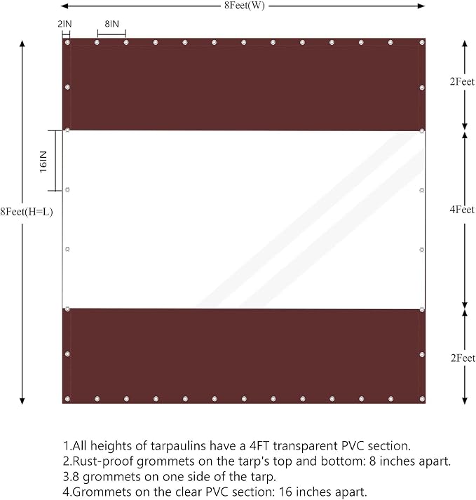 Outdoor Curtains: 20 Oz Brown Vinyl Panel with Rustproof Grommets