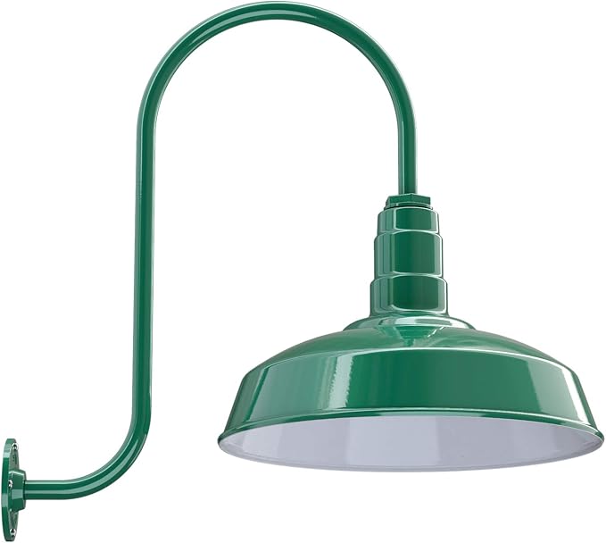 Outdoor Wall Light, 16-Inch Dome Green Farmhouse Barn Fixture