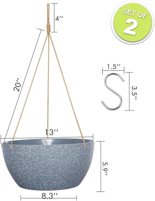 13 Inch 2 Pack Large Hanging Planters - Image 2