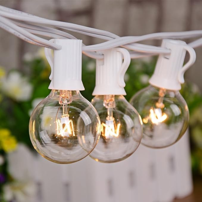 Globe String Lights, 25 ft Outdoor Patio Lights with 25 Clear G40 Bulbs