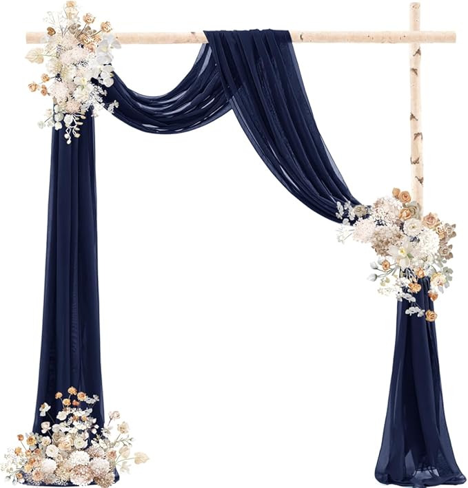 Outdoor Curtains: Navy Blue Sheer Gauze Drapes, 4 Panels, 29 x 20 ft