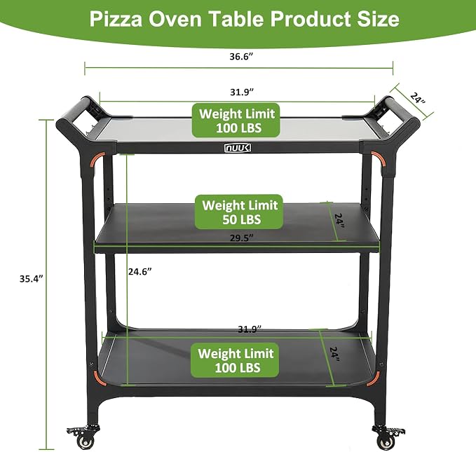 Dining Table Stainless Steel Rolling Prep Station, 3 Shelves, 24 x 32 In