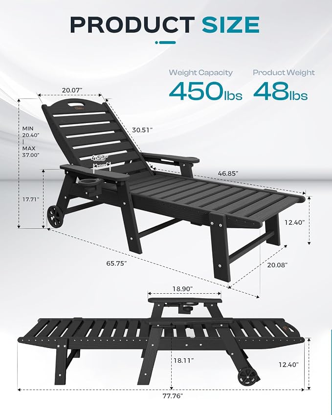 Ciokea Lounge Chair Outdoor, Oversized Chaise Lounge Chair - Image 3