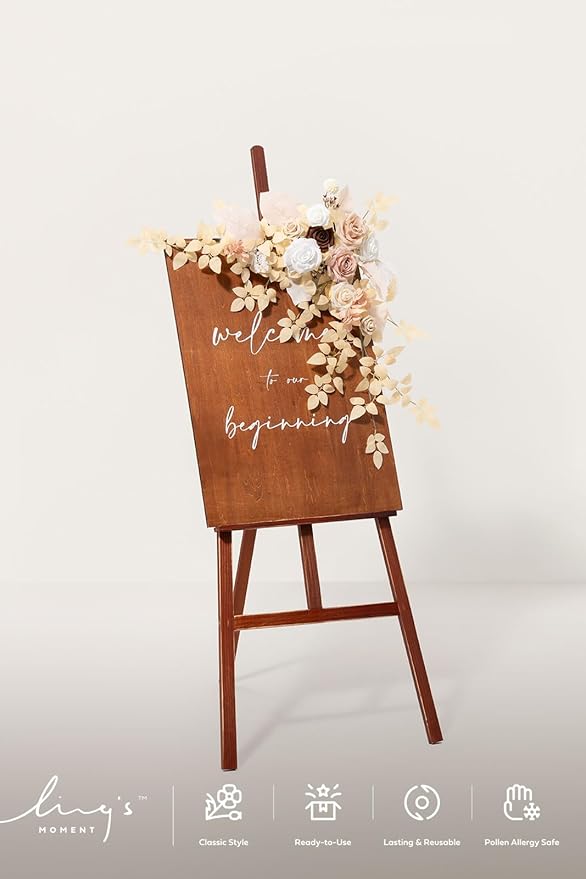 Artificial Greenery Floral Swag Pair, White Beige Blush Silk, 23.6 Inch