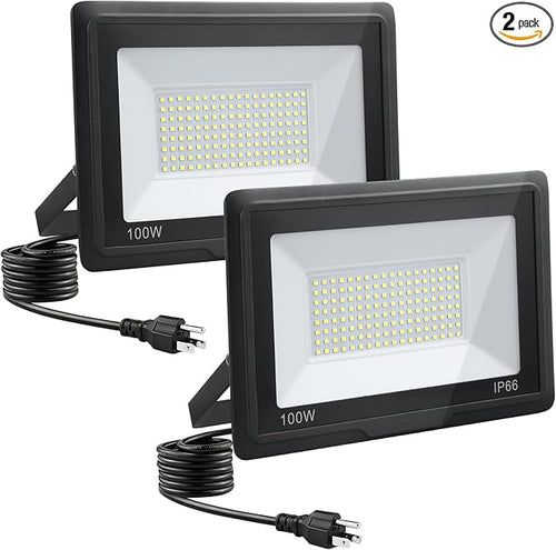 100W LED Flood Lights Outdoor, 6500k Daylight White Outdoor LED Lights by GANGZHIZI