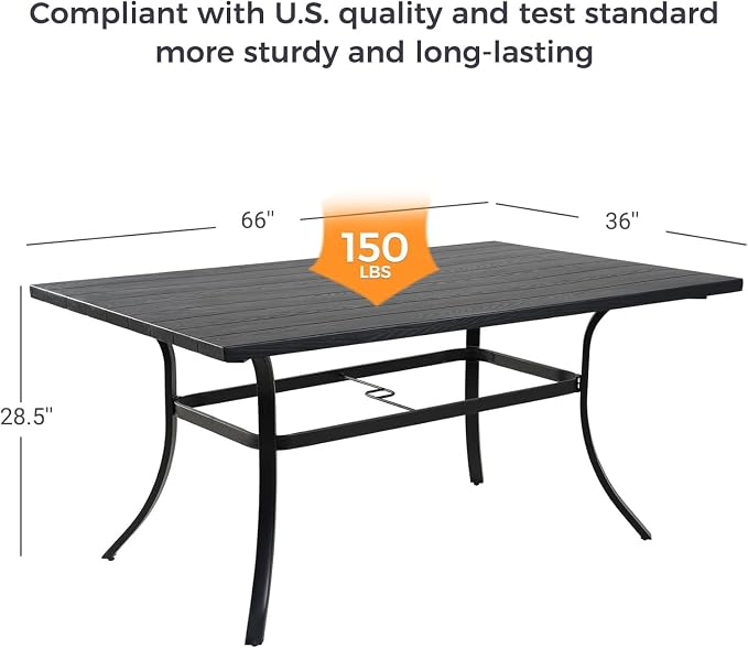 Grand patio Outdoor Dining Set, 7-Piece Patio Table and Chairs Set, Metal Woven - Image 4