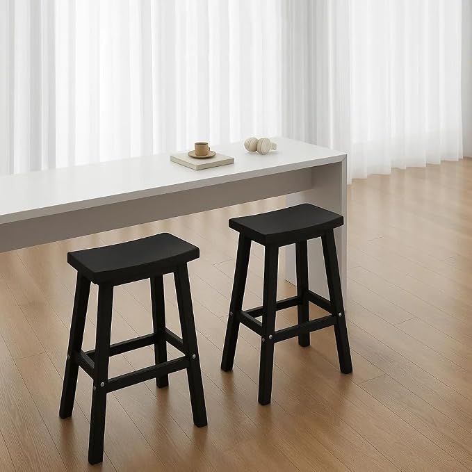 Bar Stools 29'' Outdoor Set of 4, Waterproof Modern Durable Resin Saddle Seat - Image 5