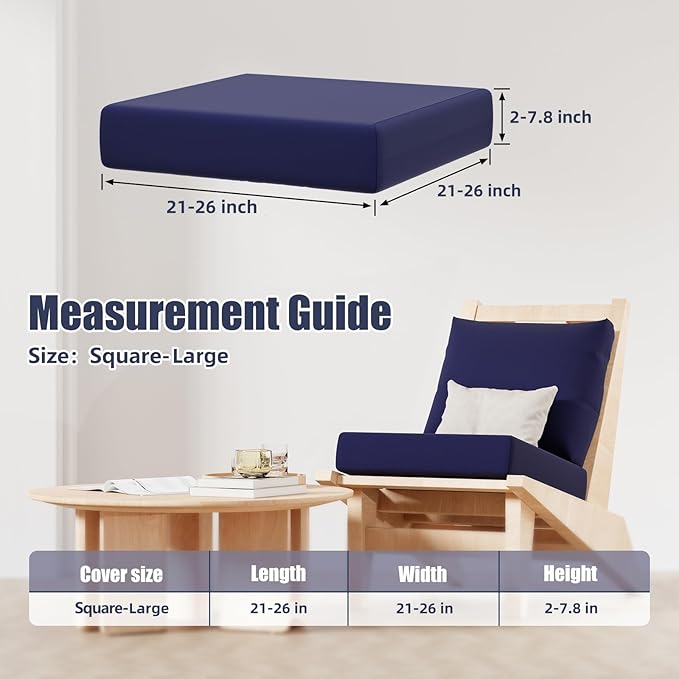 Cushion Covers 8 Pack Navy Blue Stretch Fit Outdoor Patio Slipcovers