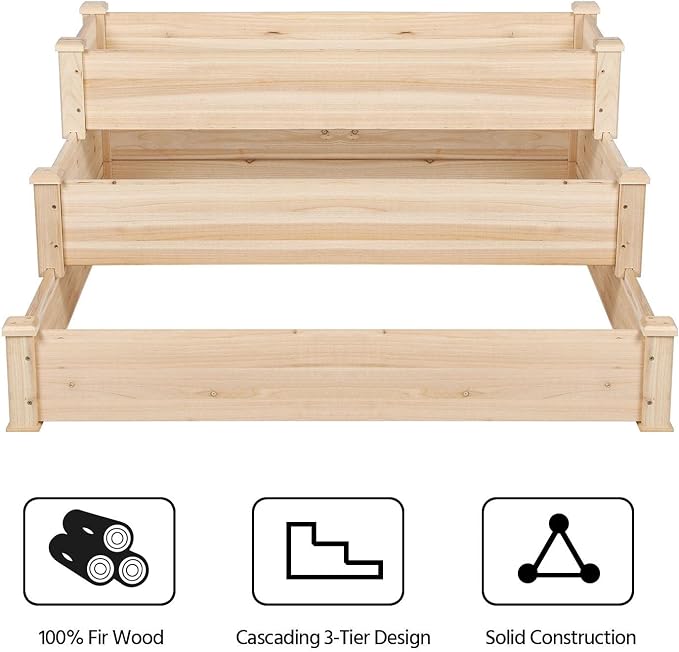 Yaheetech 3 Tier 47 x 47 x 22in Raised Garden Bed Horticulture Outdoor Elevated - Image 8