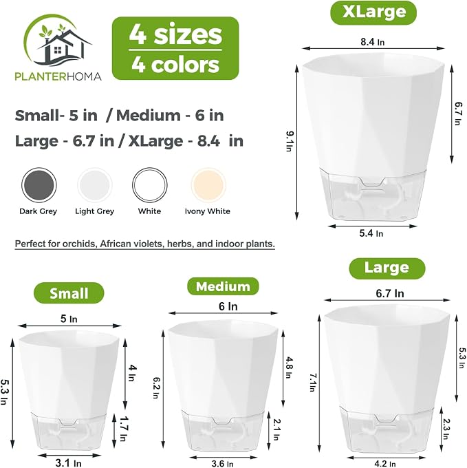 5 Pack Self Watering Plant Pots 6.7 Inches Self Watering Planters - Image 4