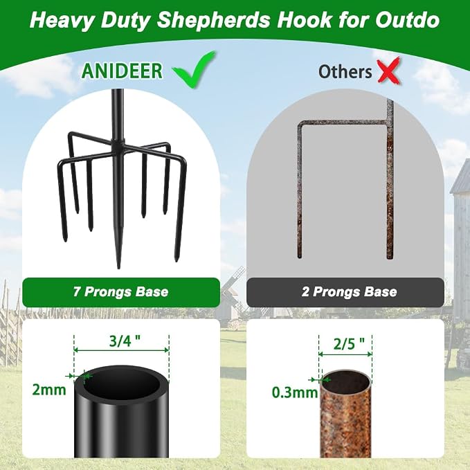 84" Shepherds Hooks for Outdoor, Heavy Duty Bird Feeder Pole - Image 3