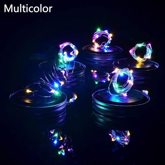 String Lights, 8 Pack Solar Mason Jar Lid Lights with 30 LEDs