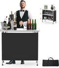 VINGLI Portable Bar Table, 3-Tier Shelves, Mobile Bar Table by VINGLI