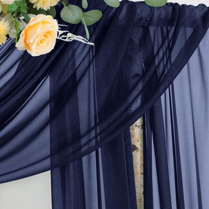 Outdoor Curtains: Navy Blue Chiffon Arch Draping, 29 In x 6 Yd