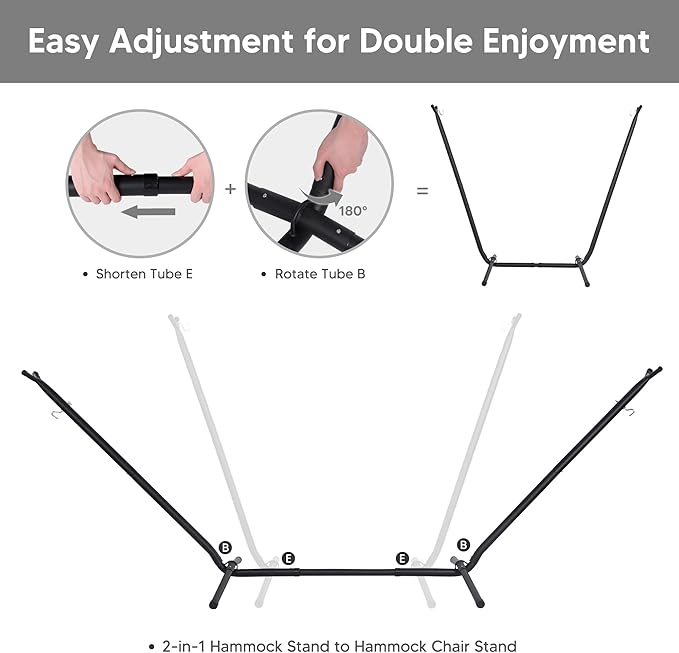 SUNCREAT 2-in-1 Convertible Double Hammocks 2 Person Heavy Duty, Large Patio - Image 4