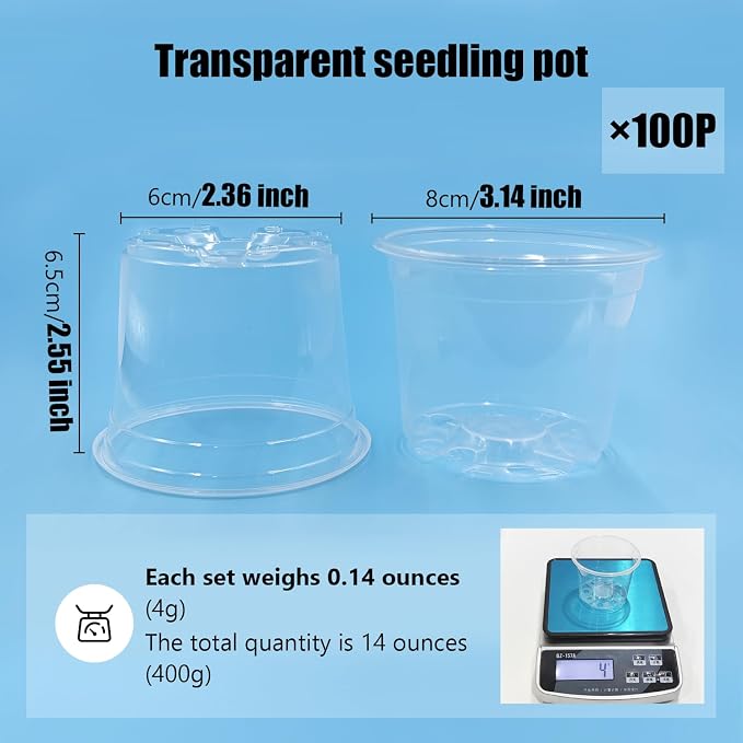 Clear Seedling pots 100-Pack 3.2 Inches Round - Image 2