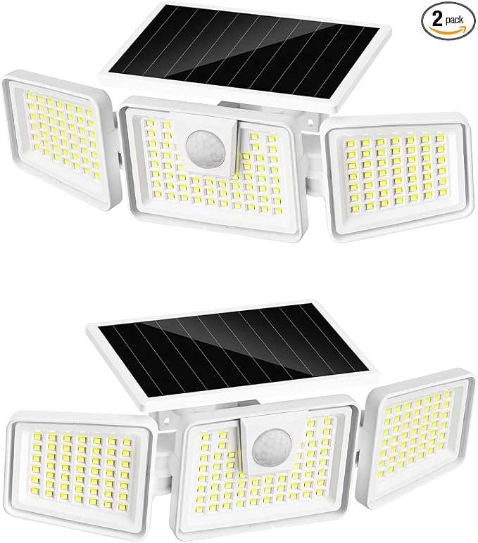 INCX 156 LED Solar Motion Lights Outdoor 2 Pack, 3 Heads Solar Security Lights by INCX
