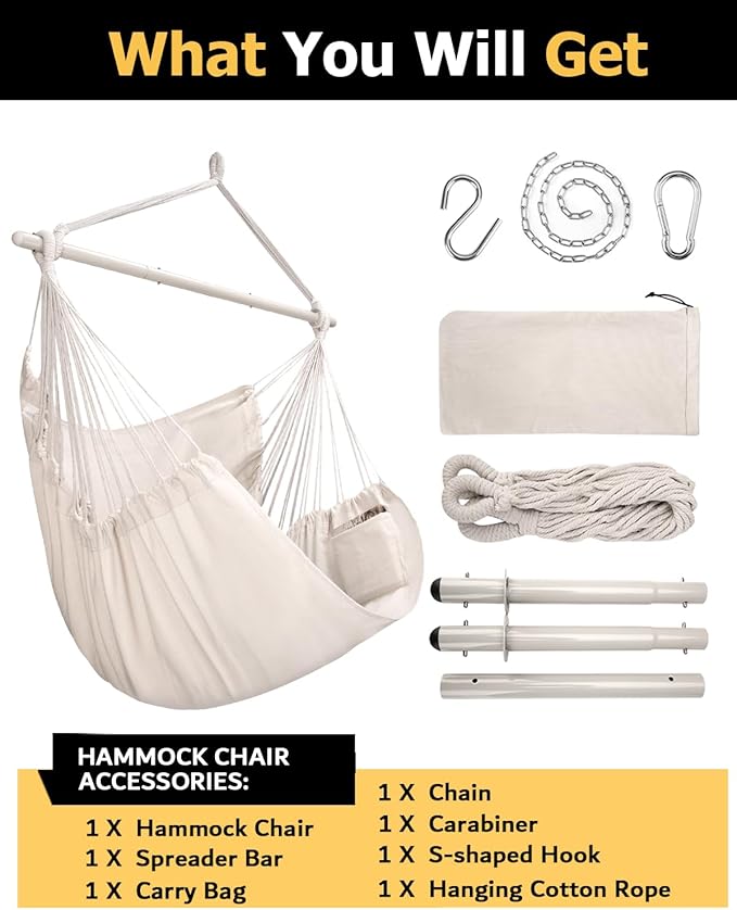 ADVOKAIR Hammock Chair Large 70.9"x47.2", 32% Bigger XXL Hanging Swing Chair - Image 6