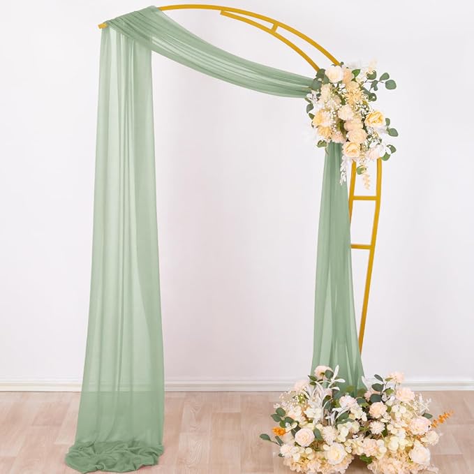 Outdoor Curtains: Sage Green Sheer Chiffon Arch Drapes, 2 Panels, 29 x 20 Ft
