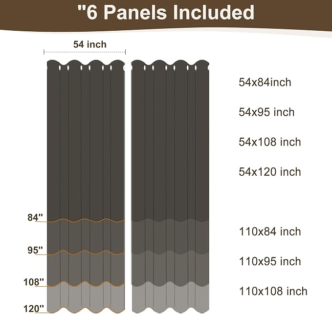 HolidayIdeas Rod Pocket Outdoor Patio Curtains Waterproof 6 Pcs 54x120 Inch- - Image 6