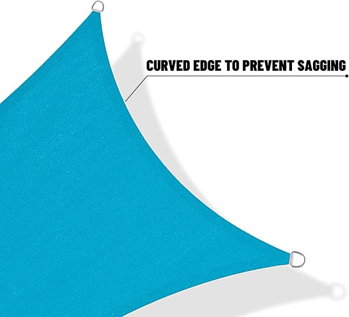 SUNNY GUARD Sun Shade Sail 12' X 12' X 17' Triangle Turquoise Blue UV Block - Image 7