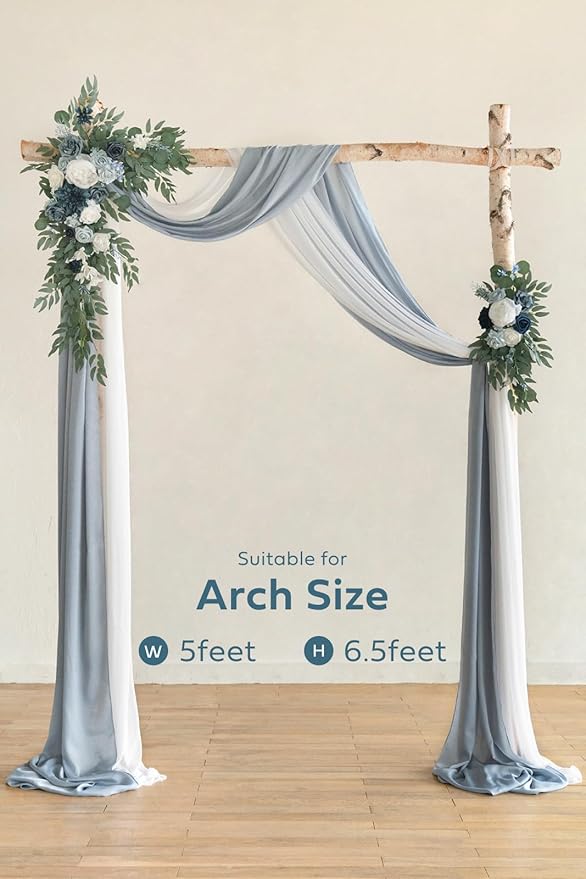 Artificial Flower Arch Swag Kit, Dusty Blue Silk, 4-Piece Set