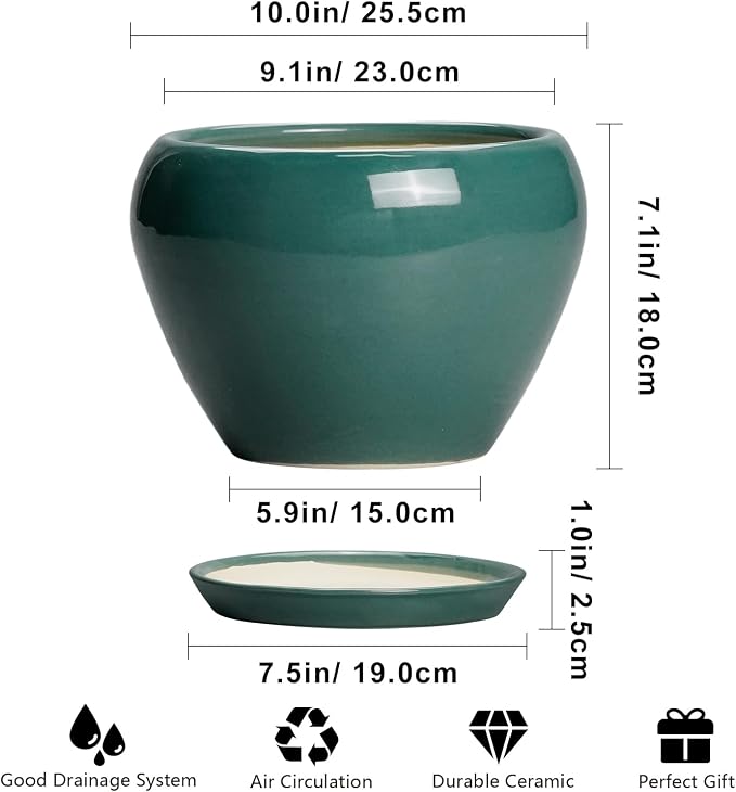 Ceramic Planter for Indoor Plants 10 Inch - Image 3