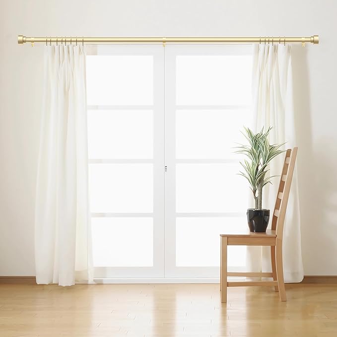 Curtain Rods for Windows 72 to 144, 1 Inch Adjustable Gold Heavy Duty Long - Image 3