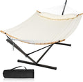 Outdoor Hammock with Stand Included, Two Person Hammock with Curved Spreader Bar by MansionHome