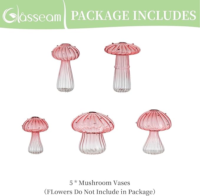 Pots for Propagation: Pink Mushroom Glass Terrarium, Borosilicate