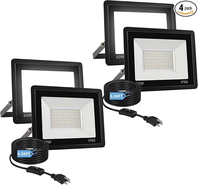50W Flood Lights Outdoor, 8000LM Bright LED Work Light, IP66 Waterproof Outside by Unknown