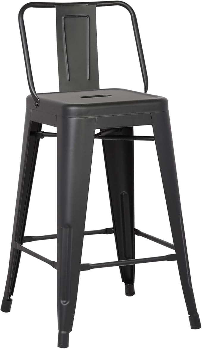AC Pacific 24” Metal Barstool Set of 4 – Country Rustic Style - Image 4