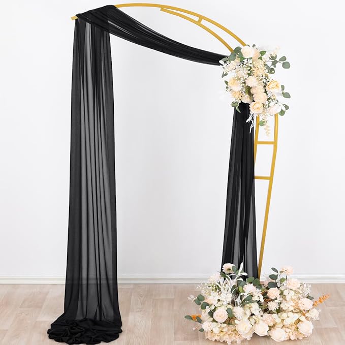 Outdoor Curtains: Black Sheer Chiffon Arch Drapes, 29 in x 6.5 Yd