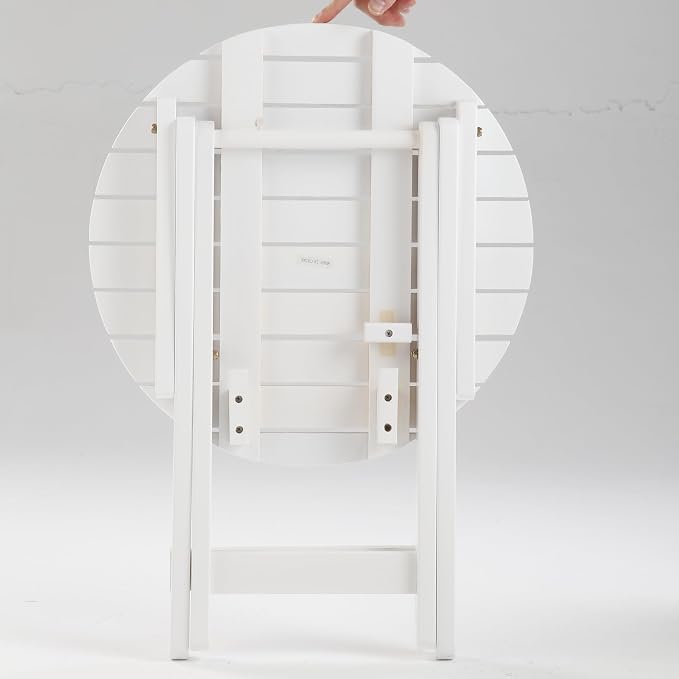 Outdoor Small Round Folding Side Table, Foldable Wooden End Tables - Image 8