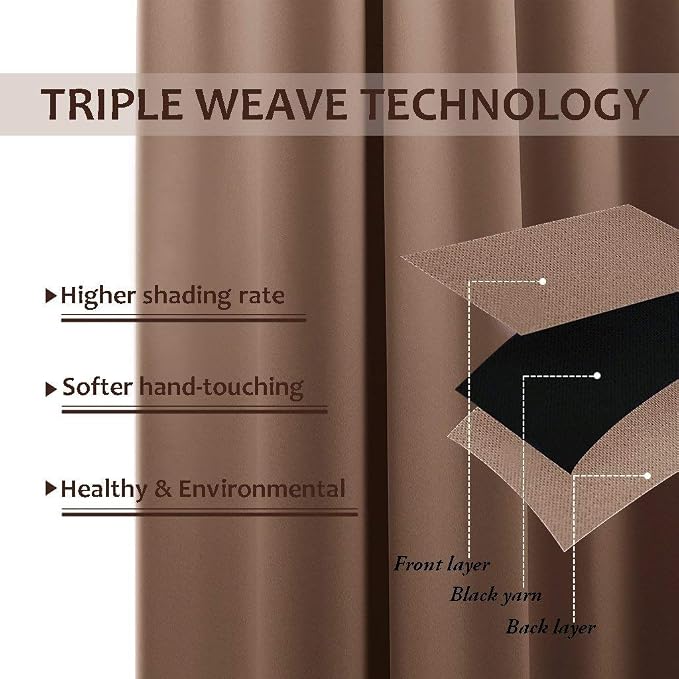NICETOWN 2 Panels Patio Blackout Outdoor Curtains Waterproof, Thermal Insulated - Image 2