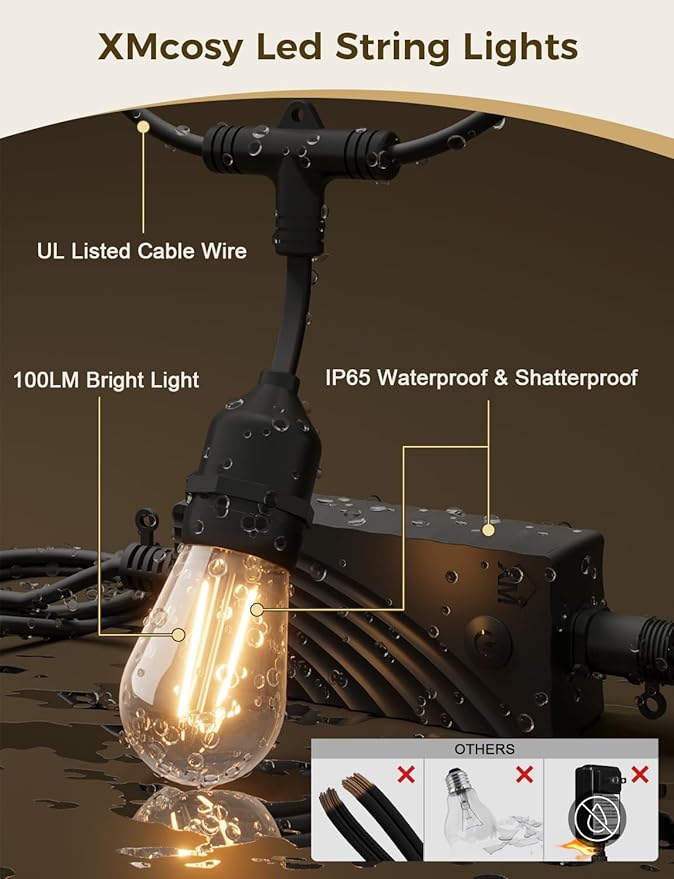 String Lights, 72.5 Ft Dimmable Warm White Edison Bulbs with App Control
