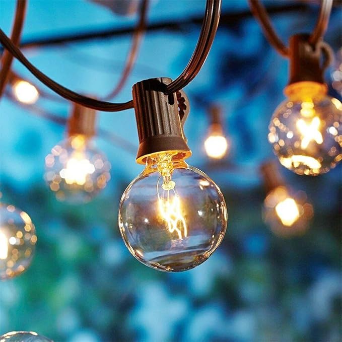 String Lights, 50 ft Clear Globe LED Patio Lights in Warm White