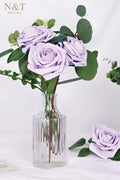 Artificial Flowers, 50 Count Lavender Latex Foam Roses with Wire Stems