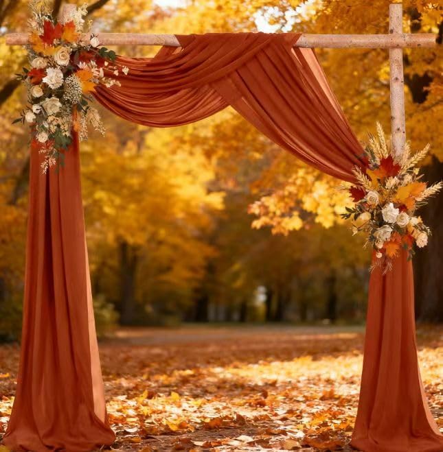 Outdoor Curtains: Terracotta Chiffon Arch Drape, 2 Pieces, 29 x 6 Yards
