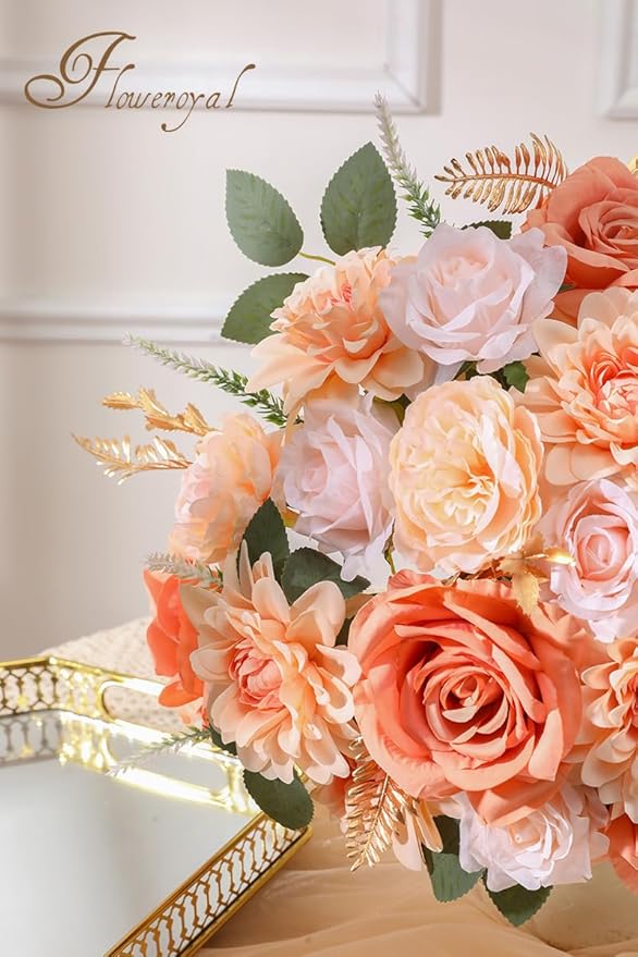 Artificial Flowers Set of 17 Silk Blooms with Stems in Nude