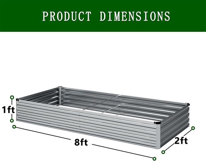 8×2×1FT Galvanized Raised Garden Bed Kit, Metal Planter Boxes，Large Outdoor - Image 2