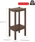 Outdoor Side Table with 2 Tiers in Dark Brown HDPE