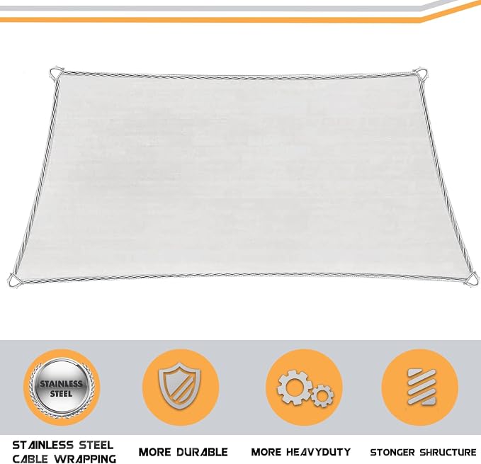 Upgraded with High-Strength Steel Cable Edges 20' x 24' Sun Shade Sail - Image 4