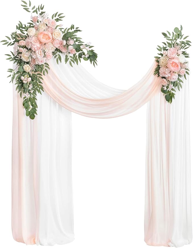 Artificial Flowers Wedding Arch Kit, Blush & Cream Foam and Silk, Set of 4