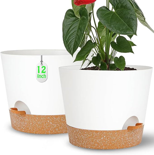 12+12Inch 2Pack Large Flower Pots by SESUN-E