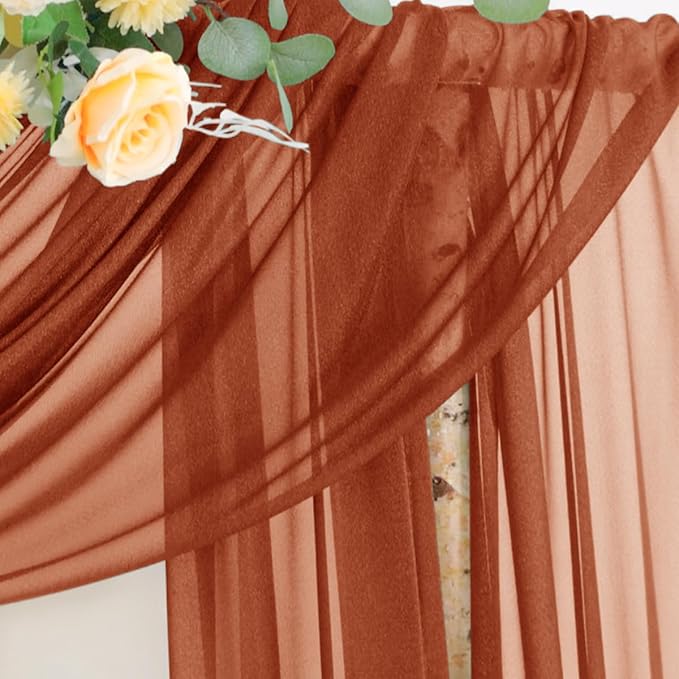 Outdoor Curtains: Terracotta Chiffon Arch Drape, 2 Pieces, 29 x 6 Yards