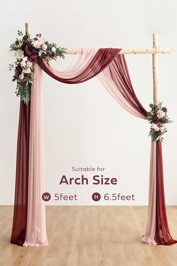 Artificial Flowers Wedding Arch Kit in Marsala and Blush with Drapes
