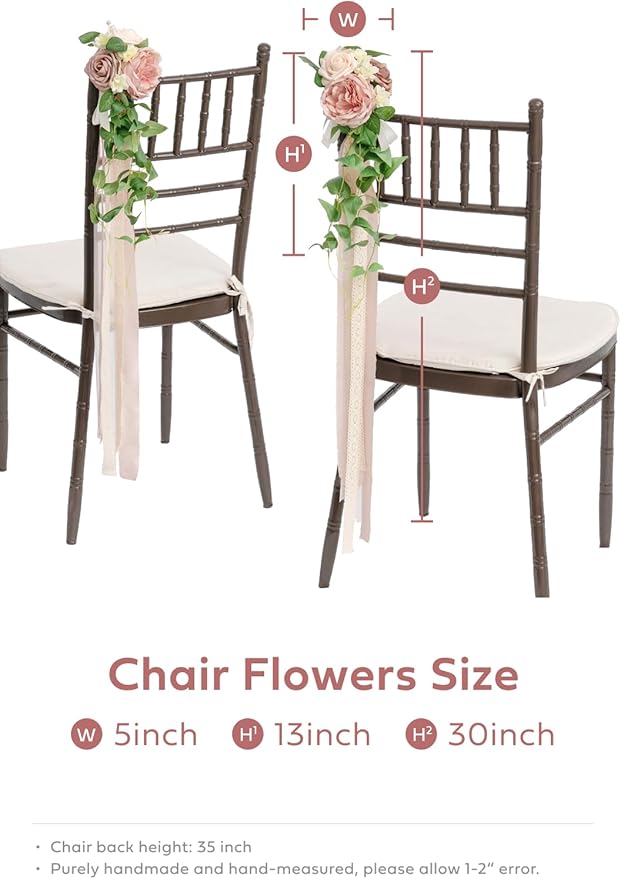 Artificial Aisle Pew Flowers 8 Pack Dusty Rose and Cream Silk and Foam
